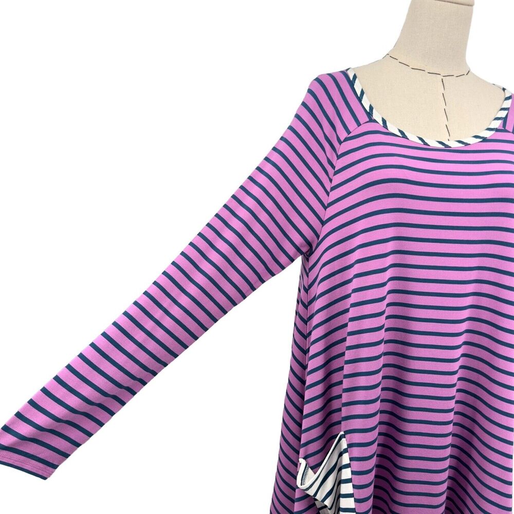 Matilda Jane‎ Long Sleeve Top Womens Size Large Purple Stripe Front Pockets - Picture 4 of 14
